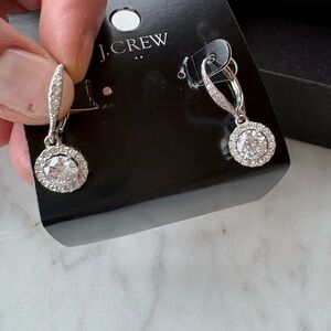 J. Crew Silver and Crystal Round Earrings